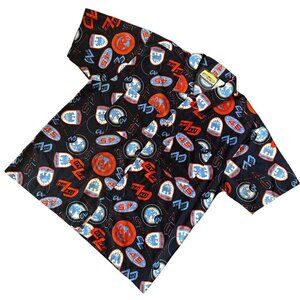 City Life Urban All Over Graphic Short Sleeve Button Up Size 2XL XXL Retro Urban